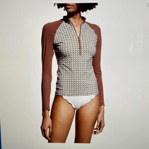 Tory Burch Front Zip Surf Swim Shirt NWT size small